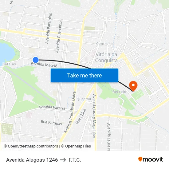 Avenida Alagoas 1246 to F.T.C. map