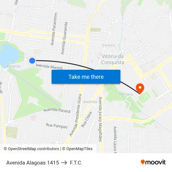 Avenida Alagoas 1415 to F.T.C. map