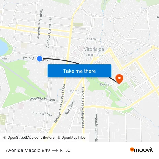 Avenida Maceió 849 to F.T.C. map
