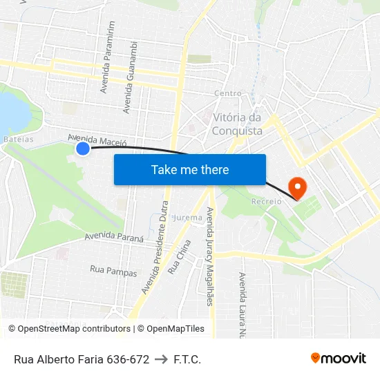 Rua Alberto Faria 636-672 to F.T.C. map