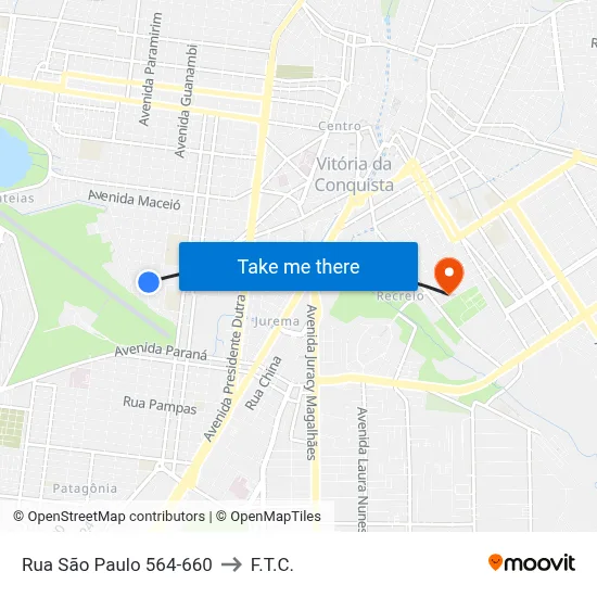 Rua São Paulo 564-660 to F.T.C. map