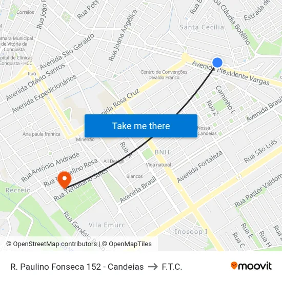 R. Paulino Fonseca 152 - Candeias to F.T.C. map