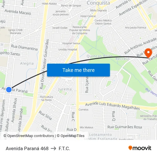 Avenida Paraná 468 to F.T.C. map