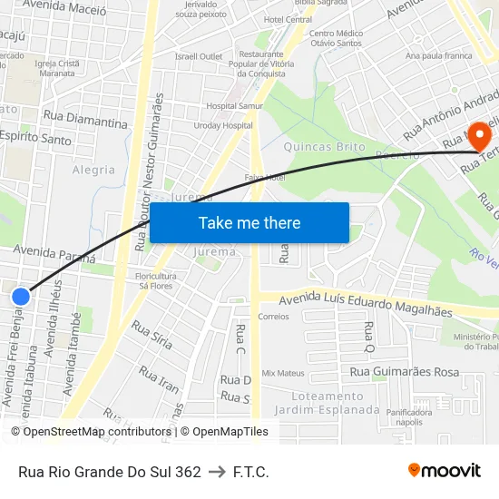 Rua Rio Grande Do Sul 362 to F.T.C. map