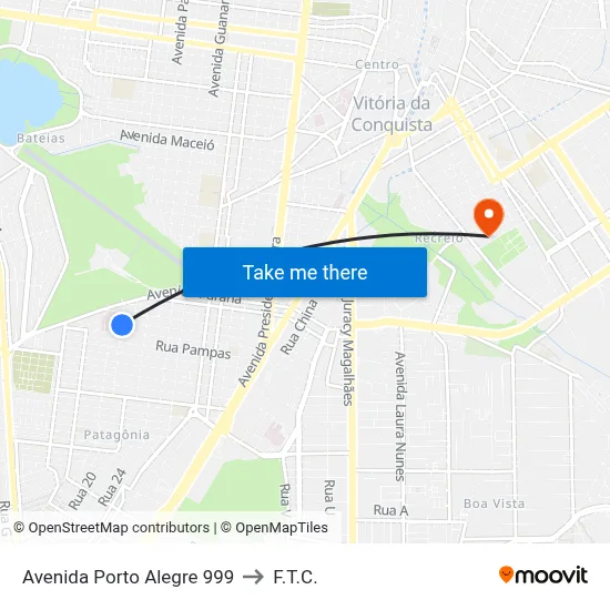 Avenida Porto Alegre 999 to F.T.C. map
