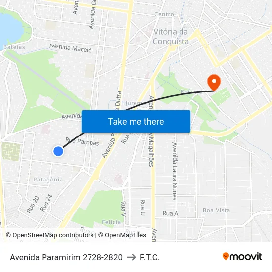 Avenida Paramirim 2728-2820 to F.T.C. map