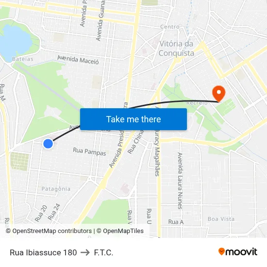 Rua Ibiassuce 180 to F.T.C. map