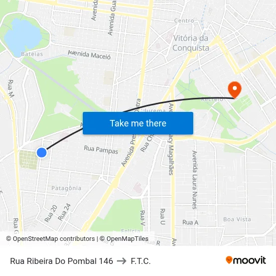 Rua Ribeira Do Pombal 146 to F.T.C. map