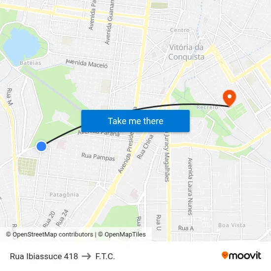 Rua Ibiassuce 418 to F.T.C. map