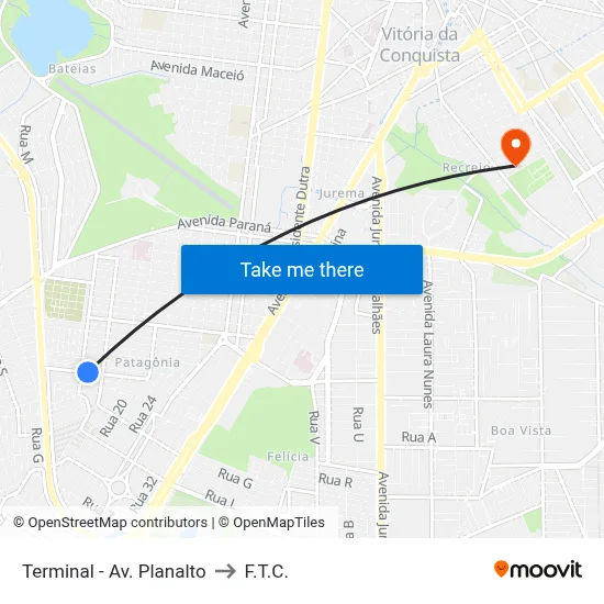 Terminal - Av. Planalto to F.T.C. map