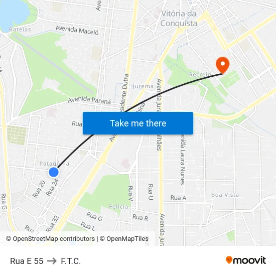 Rua E 55 to F.T.C. map