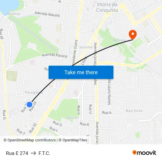 Rua E 274 to F.T.C. map