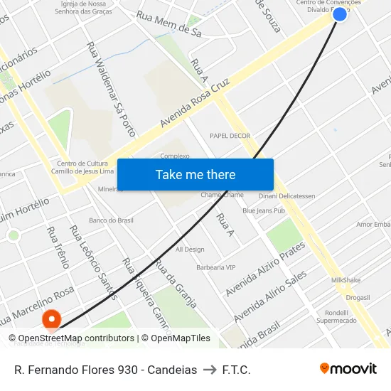 R. Fernando Flores 930 - Candeias to F.T.C. map