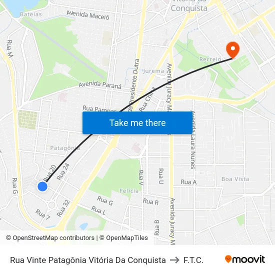 Rua Vinte Patagônia Vitória Da Conquista to F.T.C. map