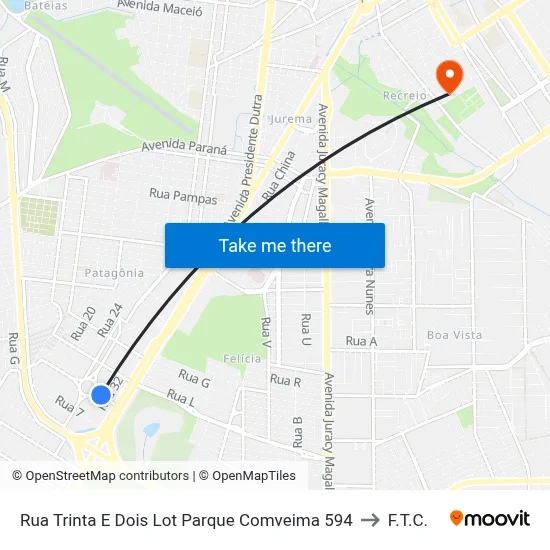 Rua Trinta E Dois Lot Parque Comveima 594 to F.T.C. map