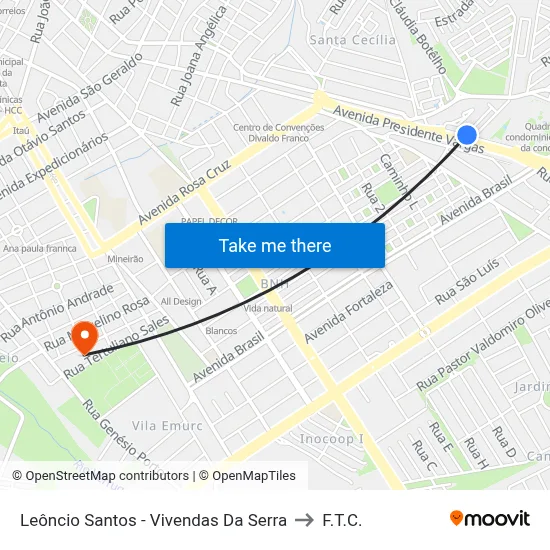 Leôncio Santos - Vivendas Da Serra to F.T.C. map