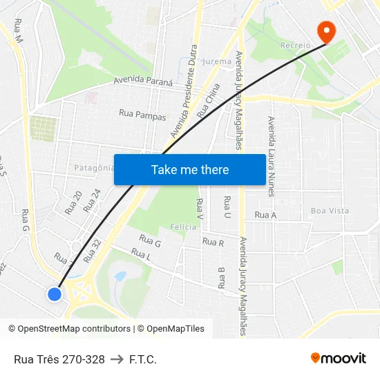 Rua Três 270-328 to F.T.C. map