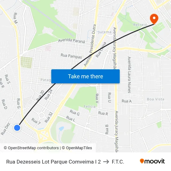 Rua Dezesseis Lot Parque Comveima I 2 to F.T.C. map