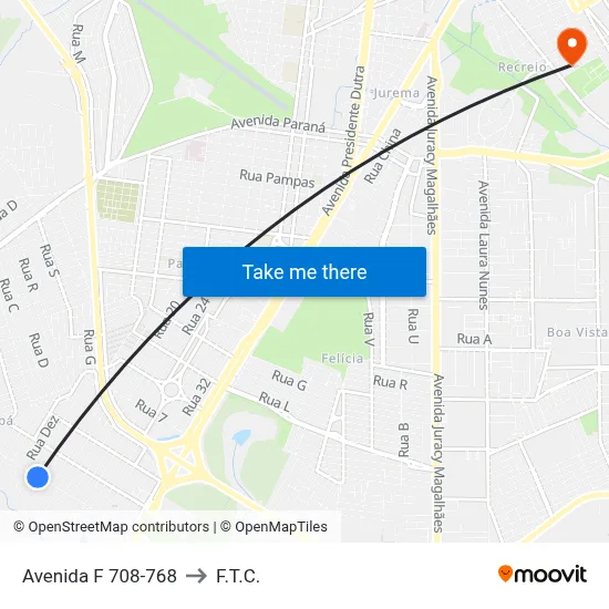 Avenida F 708-768 to F.T.C. map