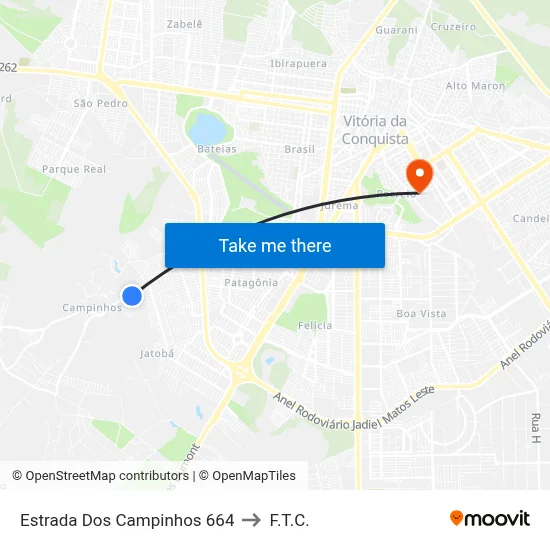 Estrada Dos Campinhos 664 to F.T.C. map