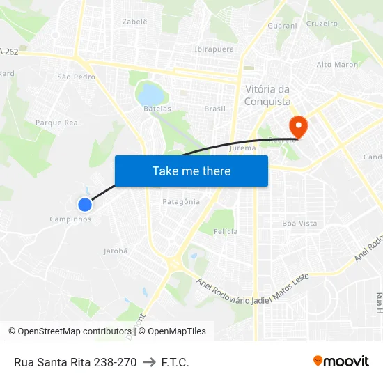 Rua Santa Rita 238-270 to F.T.C. map