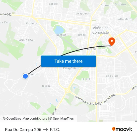 Rua Do Campo 206 to F.T.C. map