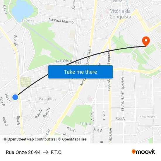 Rua Onze 20-94 to F.T.C. map