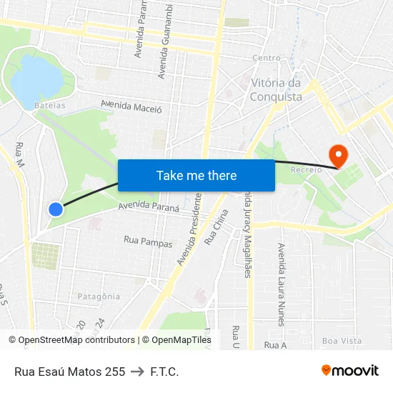 Rua Esaú Matos 255 to F.T.C. map