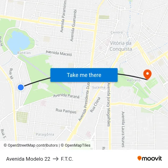 Avenida Modelo 22 to F.T.C. map