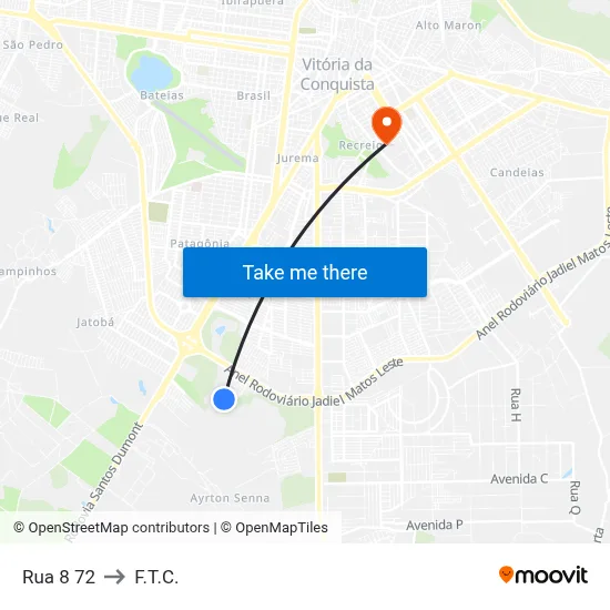 Rua 8 72 to F.T.C. map