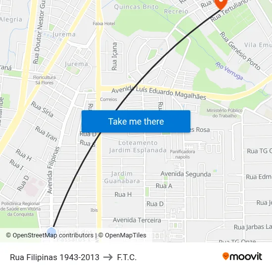 Rua Filipinas 1943-2013 to F.T.C. map