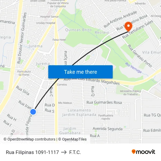 Rua Filipinas 1091-1117 to F.T.C. map