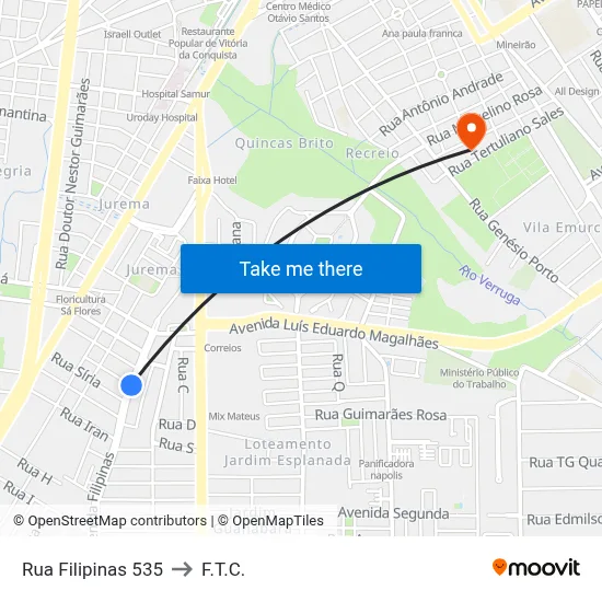 Rua Filipinas 535 to F.T.C. map