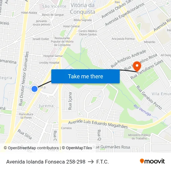 Avenida Iolanda Fonseca 258-298 to F.T.C. map