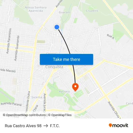 Rua Castro Alves 98 to F.T.C. map