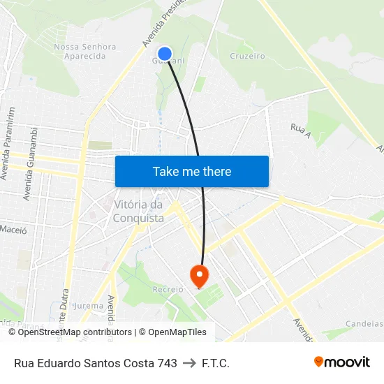 Rua Eduardo Santos Costa 743 to F.T.C. map