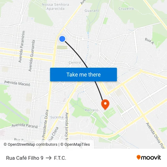 Rua Café Filho 9 to F.T.C. map