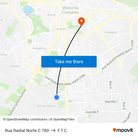 Rua Radial Norte C 780 to F.T.C. map