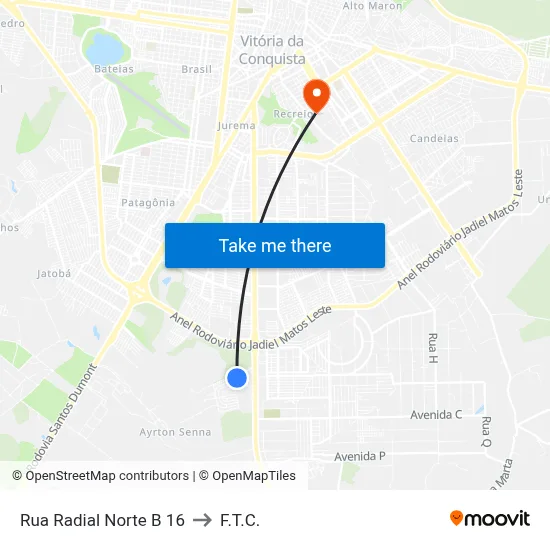 Rua Radial Norte B 16 to F.T.C. map