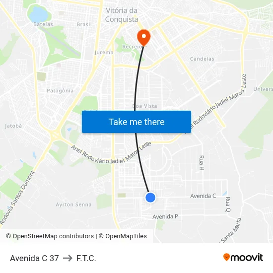 Avenida C 37 to F.T.C. map