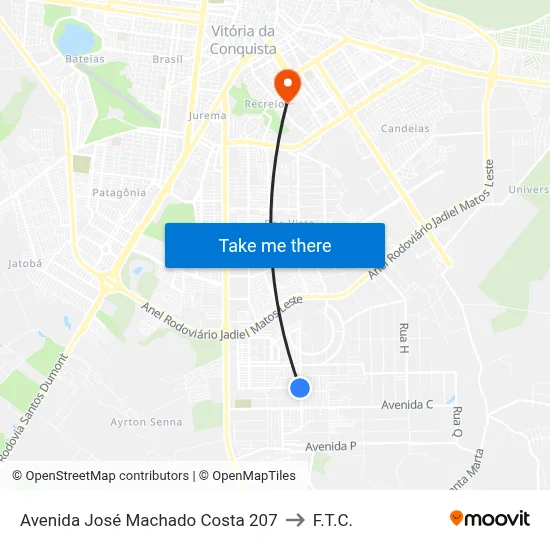 Avenida José Machado Costa 207 to F.T.C. map