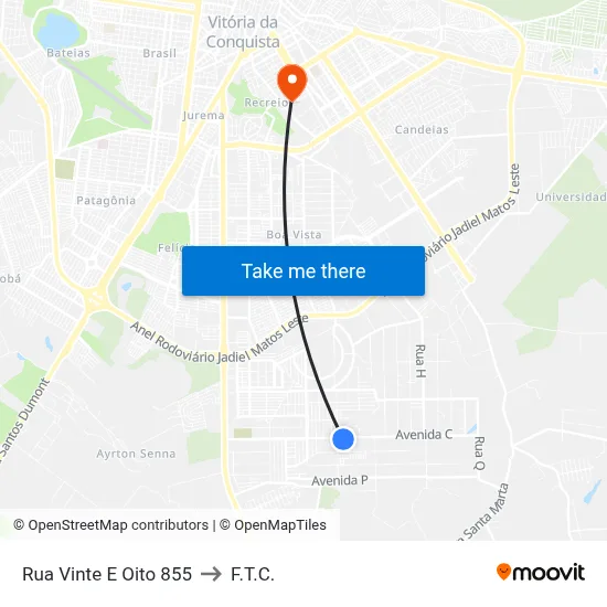 Rua Vinte E Oito 855 to F.T.C. map