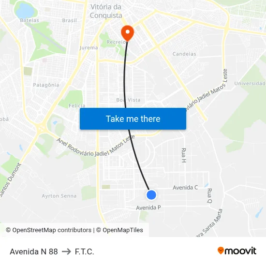 Avenida N 88 to F.T.C. map