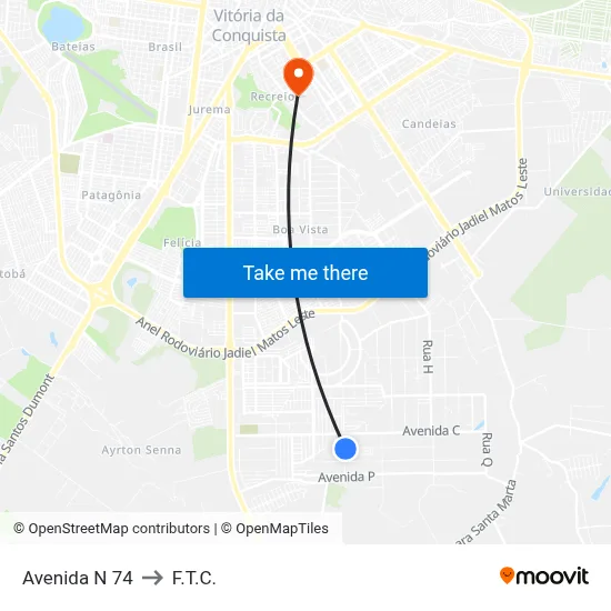 Avenida N 74 to F.T.C. map