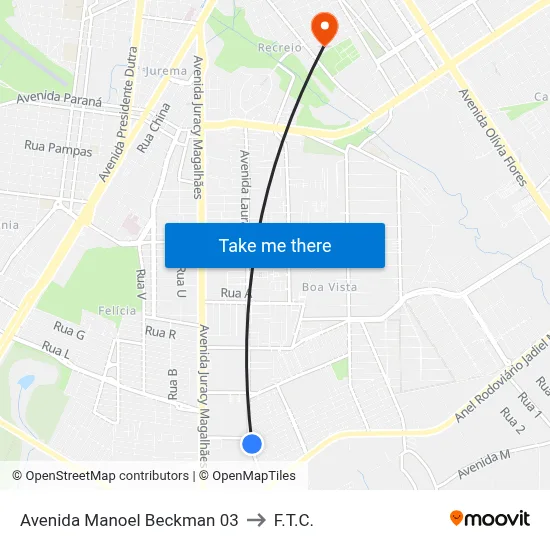 Avenida Manoel Beckman 03 to F.T.C. map