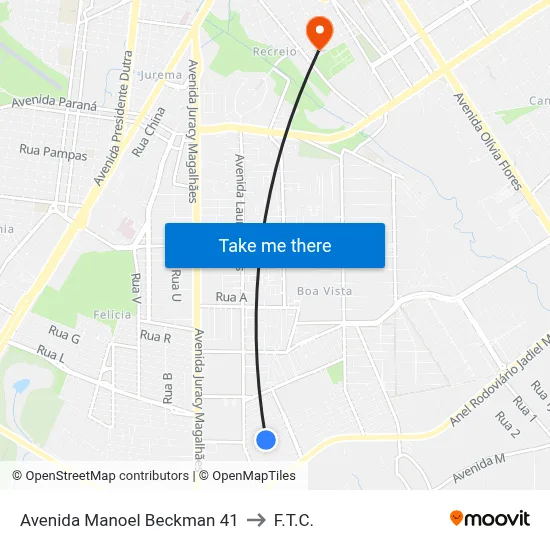 Avenida Manoel Beckman 41 to F.T.C. map
