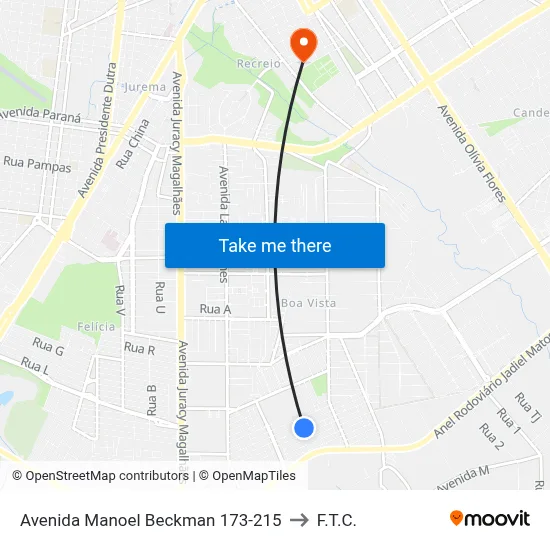 Avenida Manoel Beckman 173-215 to F.T.C. map