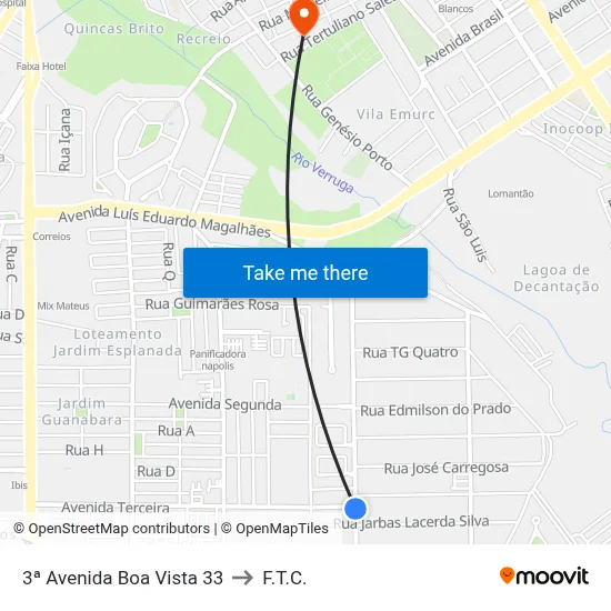 3ª Avenida Boa Vista 33 to F.T.C. map