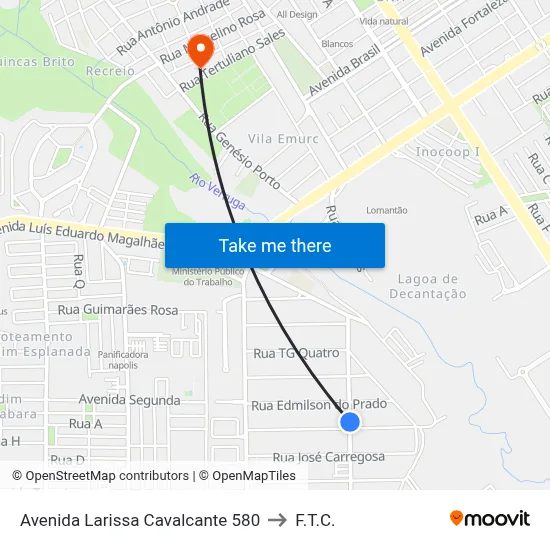 Avenida Larissa Cavalcante 580 to F.T.C. map