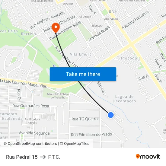 Rua Pedral 15 to F.T.C. map